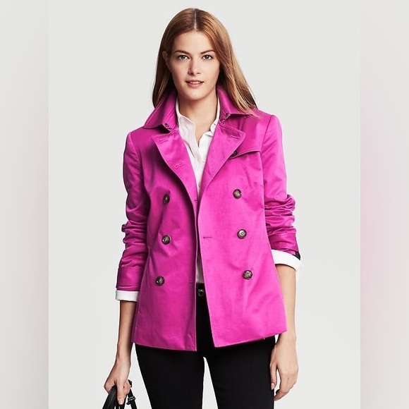 Banana Republic Jackets & Blazers - Banana Republic Fuchsia Double-Breasted Short Trench Coat Size S Spring Style